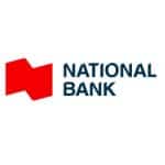 National Bank logo with red symbol and blue text for branding.